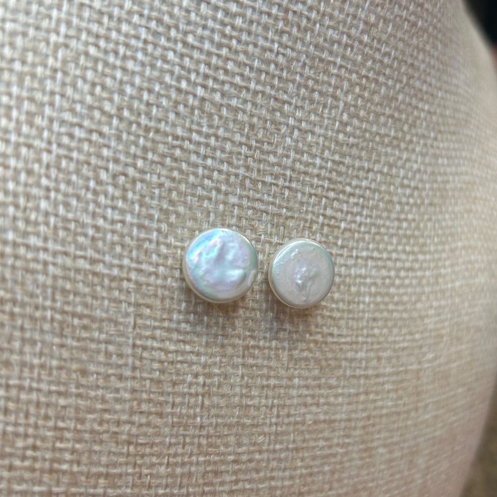 Elegant Pearl Coin Stud Earrings